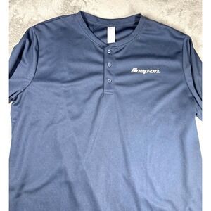 Snap-On Shirt Men's XXL Blue Henley Long Sleeve Pullover Stretch Lightweight